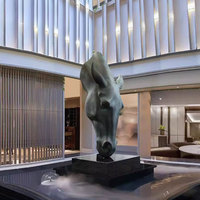 Statue de tête de cheval en résine antique sur mesure, style Feng Shui, taille réelle, sculpture d'animal en fibre de verre, art pour la décoration de la maison