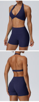 Nouvel ensemble de sport pour femme : soutien-gorge de sport dos nu torsadé et short cycliste taille haute à séchage rapide pour gym et yoga