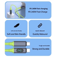 Nuevo Cable de Carga Rápida USB C de Silicona con Pantalla Inteligente PD de 240 W y Chip E-MARK, Velocidad de Transferencia de Datos de 480 Mbps, 2025