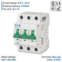   Disjoncteur miniature Moeller série PL9 PL9-C63 63A 1P 6kA Courbe C CE CCC ISO pour commande d'interrupteur principal de bâtiment