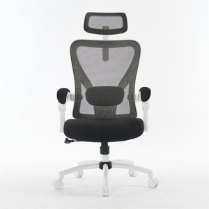 Chaise de bureau ergonomique pivotante avec appui-tête, base métallique, pour la maison, le bureau, l'école, la salle à manger, l'hôtel, le salon, style chaise de patron - Product Image 4