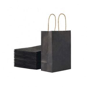 Sacs en papier kraft noir épais de 110 g pour le shopping et les fêtes - Product Image 1