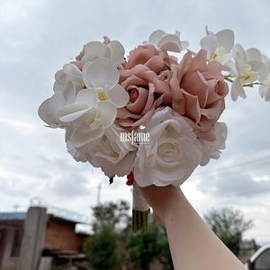 MSFAME Nuevo Personalizado Hecho a Mano <span class=keywords><strong>de</strong></span> Alta Calidad <span class=keywords><strong>Ramo</strong></span> <span class=keywords><strong>de</strong></span> Boda Nupcial Real Touch Ramos <span class=keywords><strong>de</strong></span> <span class=keywords><strong>Rosas</strong></span> - Product Image 3