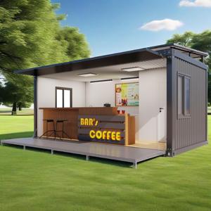 Quick Assembly <strong>Prefab</strong> Steel <strong>Container</strong> Kiosk Flat Pack Mall Retail Food Vendors <strong>Unit</strong> Rain Shelter House for Hotels Shops Wooden - Product Image 1