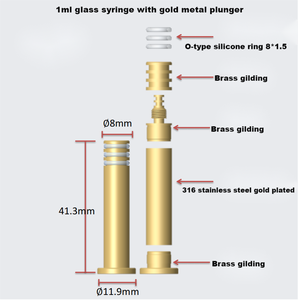 Sıcak tedarikçi baskılı balmumu şırıngalar 1ml cam Luer kilit <span class=keywords><strong>Dab</strong></span> şırınga Metal piston - Product Image 3