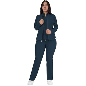 Conjunto de Uniforme Médico para Mujer en Color Rosa Pálido con Ribete en Contraste, Precio de Mayoreo en Oferta - Product Image 1