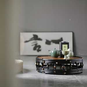 Mesa redonda de bambú de estilo chino, mesa pequeña para té, mesa de tatami hecha a mano, mesa baja para ceremonia del té/mesa para ventana. - Product Image 3