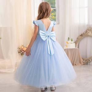 Robe de princesse longue en maille perlée avec nœud pour filles HESPER, idéale pour anniversaire, soirée, récital de piano, défilé, performance scénique - Product Image 1