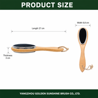 Brosse à vêtements en velours double face de 27 cm, éliminateur de peluches et de poussière, manche en bois pour vêtements, canapé, literie