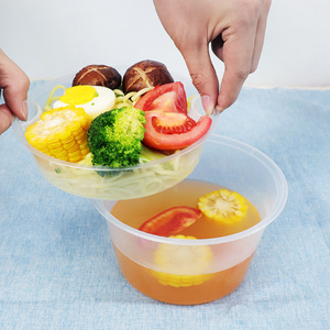 Disposable Double Layer Takeaway <b>Container</b> 110oz For <b>Soup</b> And Noodles With Lid Microwave Safe Round Bowl - Product Image 1