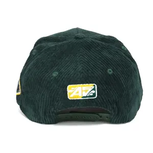 2024 Popular Green Corduroy Baseball Cap Factory Custom 3D Logo 5-panel Men's Cap