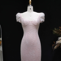 Robe de soirée sirène rose Jancember LSZ643, robe de bal à sequins, robe trompette florale 3D, robe de luxe pour mariage et soirée formelle