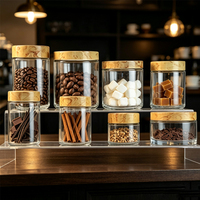 Vente directe usine : Pot en verre avec couvercle à vis en plastique imitation bois pour le stockage de thé, épices, miel, confiture, produits fermentés, café en grains, céréales et aliments.
