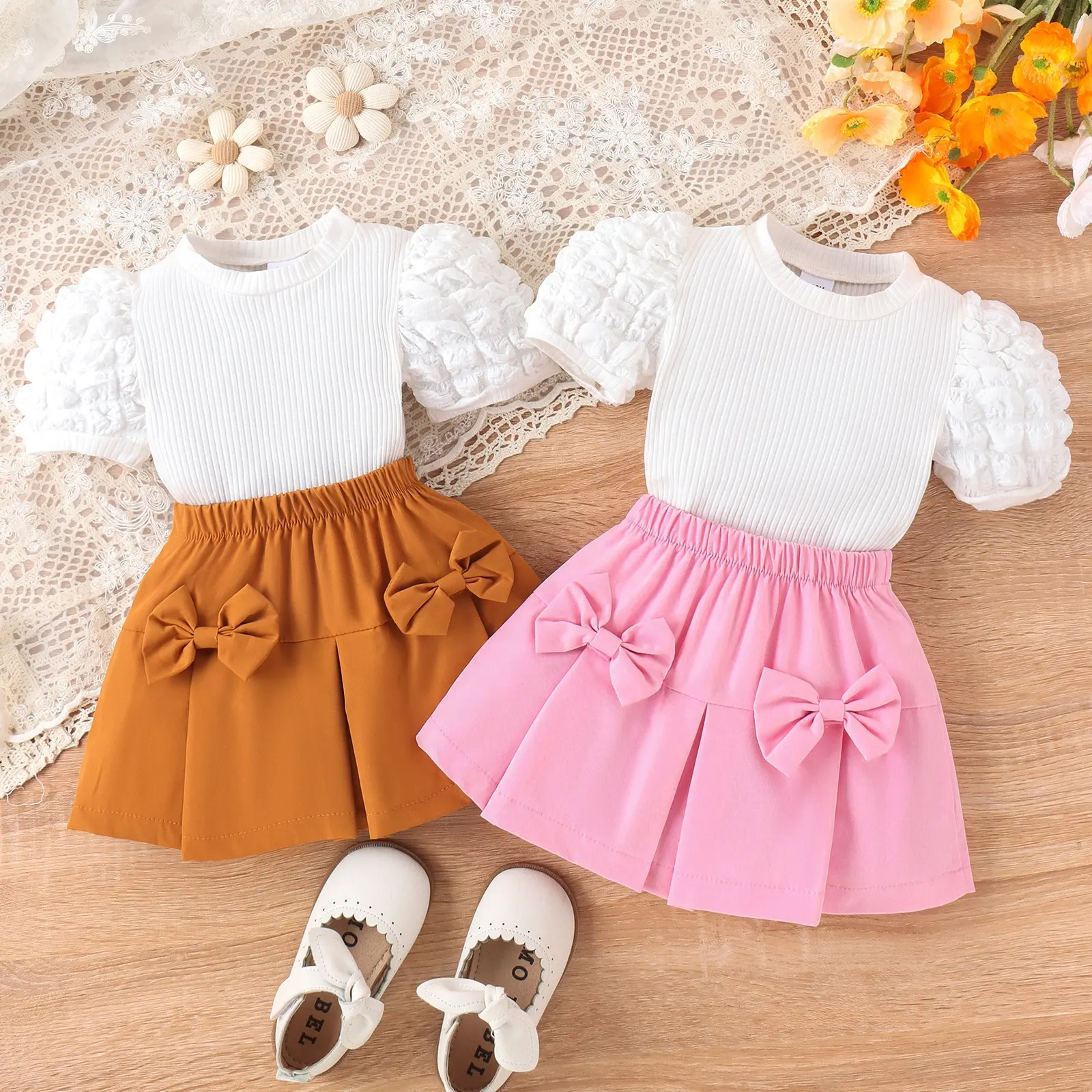 2024 new kids outfit toddler boutique skirt and t shirt two piece girls clothing sets sweet for little girls