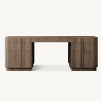 Bureau vintage en bois massif noir de style américain, bureau Mulholland à 7 tiroirs, table d'étude, mobilier de bureau pour villa