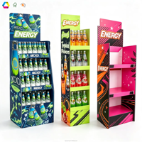 Présentoir de sol en carton ondulé personnalisé, nouveau design promotionnel, pour boissons et bouteilles de vin, pour la vente au détail