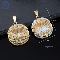 Pendentif bicolore en or plaqué or 18 carats, micro-pavé de zircon, motif Zamzam Well & Kabba, pendentif miniature mosquée islamique pour hommes et femmes