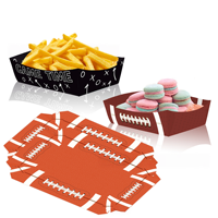 Vente en gros de bols à collation en papier sur le thème du rugby, plateaux alimentaires en forme de bateau pour bonbons, biscuits et chips