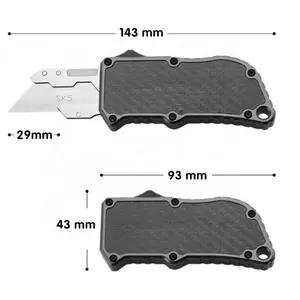 Pocket EDC Aluminum Alloy Shell Double Action 5 Extra Blades Automatic Razor Knife OTF Box Cutter Tools