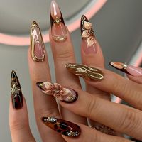 Uñas Postizas Acrílicas Estilo Stiletto Francés, Calidad Profesional y de Salón, Puntas Largas y Formas Cuadradas, Pegamento para Uso en Dedos