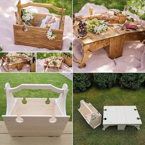 <b>Wooden</b> Folding Outdoor <b>Table</b> Solid Wood Rustic Design Portable Multi Functional Wine Glass <b>Table</b> For Picnic Use - Product Image 3