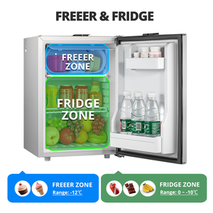 Nevera marina de doble zona vertical de 12 voltios de alta calidad, congelador de puerta única incorporado de acero inoxidable de 40L para barcos, compresor de 24V - Product Image 6