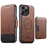 Étui de téléphone SUTENI pour iPhone 18 Pro Max, chargement magnétique sans fil, porte-cartes, support, portefeuille, coque rabattable en similicuir, 17 16 Plus