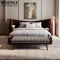 Meubles WISEMAX, meubles de chambre à coucher rétro français, tissu d'ameublement, lit king size, cadre de lit en bois massif, lit double pour hôtel, villa