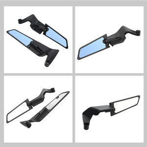 <span class=keywords><strong>Espejos</strong></span> <span class=keywords><strong>Retrovisores</strong></span> Universales Ajustables para Motocicleta en Negro con Alerón Lateral tipo Ala para Z900 Z650 F900R - Product Image 2