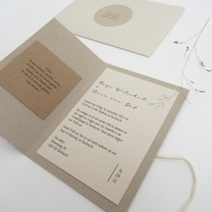 Papel de tablero gris Invitación DE BODA sabia Invitaciones de boda de bolsillo Guardar la fecha con cordel rústico - Product Image 3