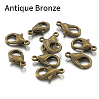 1000 pièces Fermoirs mousquetons en alliage de zinc 12 mm x 6 mm pour bracelets, colliers, crochets de bricolage, fermetures de chaînes, composants de fabrication de bijoux, vente en gros