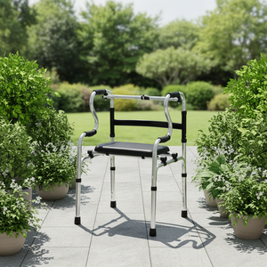 Deambulatore Pieghevole di Grado Medicale con Sedile Imbottito, Supporto Ergonomico per Mobilità Post-Operatoria e Camminata Quotidiana - Product Image 6