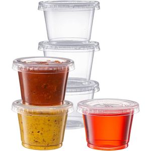 Sauce <b>Cup</b> 1 2 4 5.5 oz Disposable Portion Sauce Souffle <b>Cup</b> <b>Plastic</b> Deli Salad Dressing Sauce Containers With Lids - Product Image 1