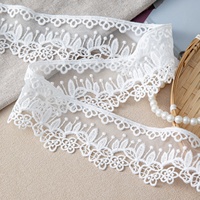 Dentelle en tulle de soie laiteuse creuse de 6 cm, broderie soluble dans l'eau noire et blanche, pour la confection de vêtements et la décoration de robes