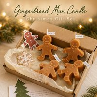 Weihnachtliche Lebkuchenmann-Form Duftkerze Kraftpapier Geschenkbox-Set Sojawachs-Kerze Feiertagsdekoration Heimgeschenk für Partys