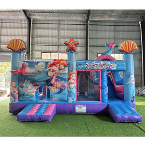 Toboggan aquatique commercial extérieur gonflable avec <span class=keywords><strong>piscine</strong></span>, thème sirène sous-marine - Product Image 4