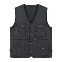 Chaleco de Fotografía Casual de Invierno 100% Algodón ODM con Múltiples Bolsillos y Botones a Presión de Latón, Ropa Exterior para Hombre OEM Lavable