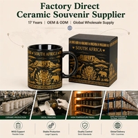 Tasses en céramique souvenirs d'Afrique du Sud, design paysage animalier Protea, pour café et lait, avec boîte cadeau, personnalisation OEM ODM, vente en gros