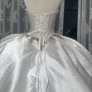 Robe de mariée élégante en satin Wx256, bustier sans manches, avec traîne de chapelle, modèle Jancember - Product Image 2