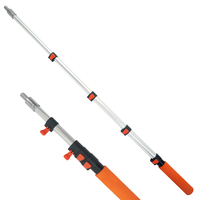 Manche d'extension pour lavage de voiture avec poignée antidérapante orange, manche court en aluminium pour le detailing automobile et le nettoyage ponctuel domestique