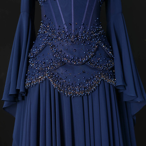 <span class=keywords><strong>Vestido</strong></span> de Noche <span class=keywords><strong>Azul</strong></span> <span class=keywords><strong>Marino</strong></span> Sharon Said SS286 con Perlas de Lujo y Borlas, con Abrigo Fluido, <span class=keywords><strong>Vestido</strong></span> de Compromiso Estilo Dubái para Mujer, para Bodas y Fiestas - Product Image 4