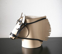 Tube de rangement pour pinceaux de maquillage, porte-stylos, organisateur, boîte à télécommande en cuir écologique au design créatif de cheval