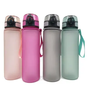 Botella de agua deportiva para beber, de plástico, sin bpa, tritán, azul, rosa, colorida, personalizada, con logotipo