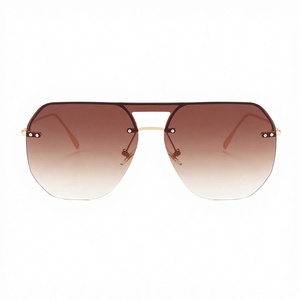 17732 for Eyewear 2019 New Double Bridge Men Women Fashion <b>Sunglasses</b> UV400 Brown Rimless <b>Square</b> % UV Protection - Product Image 3