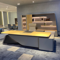 Bureau de direction moderne de luxe, grand bureau en L pour administrateur et PDG, mobilier de bureau professionnel haut de gamme