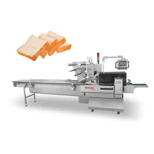 Máquina de embrulho de fluxo horizontal, automático de alta qualidade para bolo pão fatiado