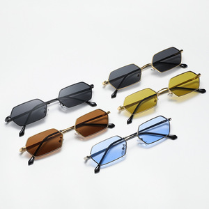 Stylish New Men's and Women's Classic Colored Lenses Retro Metal Polygon Outdoor Sunglasses - Product Image 1