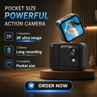 Caméra d'action 2K Ultra HD, mini caméra de poche magnétique détachable, caméra électronique portable mains libres, écran rabattable, caméra de sport