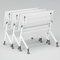 Table de conférence mobile pliante LIWEI moderne en bois blanc avec roulettes, modulaire, rectangulaire, pour la formation, les séminaires, les salles de réunion, les bureaux