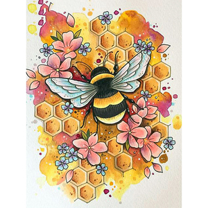 Insecto abeja diamante pintura dibujos animados niños hecho a mano Diy flor AB taladro diamante pintura pared arte lienzo pintura - Product Image 1